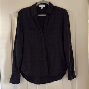 Black Button-Up Women's Top